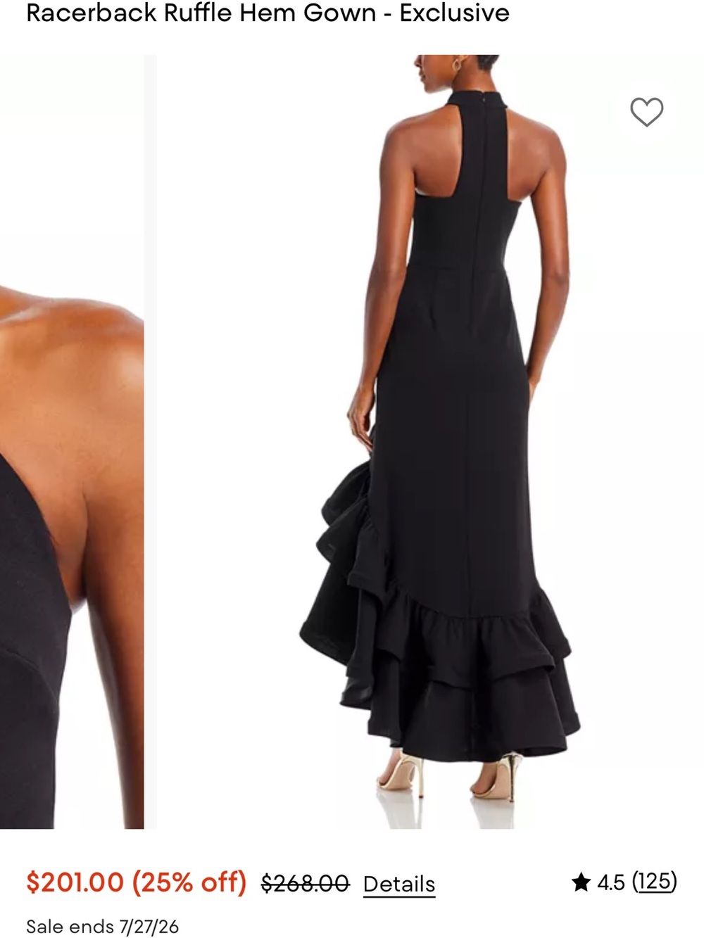 Aqua Black Halter High-Low Ruffle Gown - Picture 2 of 6